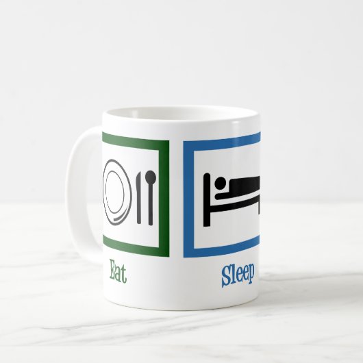 Essen Schlaf Strick Kaffeetasse (Vorderseite Links)