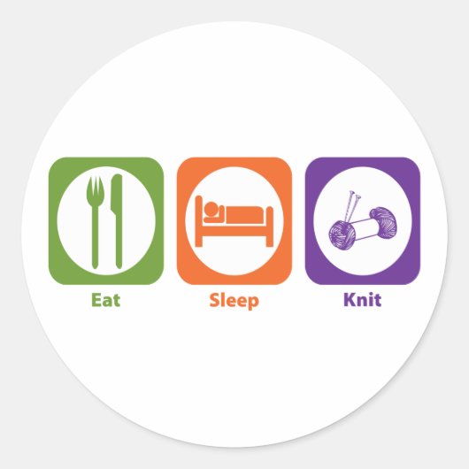 Essen Schlaf Strick Runder Aufkleber (Vorderseite)