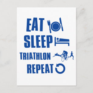 Essen Schlaf Triathlon Postkarte