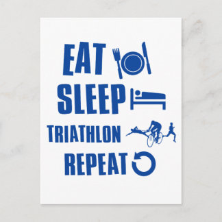 Essen Schlaf Triathlon Postkarte
