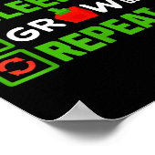 Essen Schlaf wachsen mein Garten wiederholen Boys Poster (Ecke)