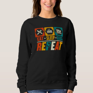 Essen Schlafen Achterbahn Wiederholen Vergnügung Sweatshirt