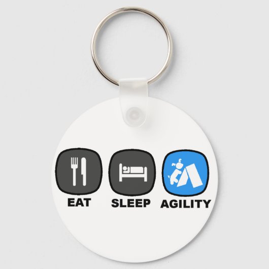 Essen. Schlafen. Agility. Blau. Schlüsselanhänger (Vorderseite)