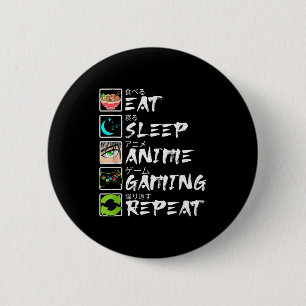 Essen Schlafen Anime Gaming Wiederholen Gamer Männ Button