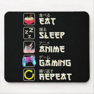 Essen Schlafen Anime Gaming Wiederholen Gamer Männ Mousepad
