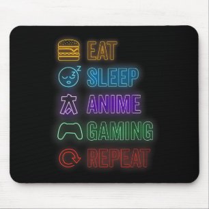Essen Schlafen Anime Gaming Wiederholen Gamer Männ Mousepad