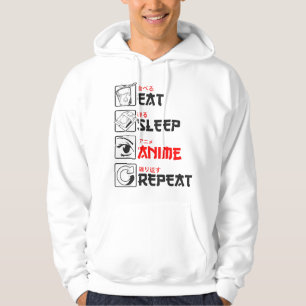 Essen Schlafen Anime Wiederholen Lustige Japanisch Hoodie