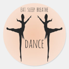 essen, schlafen, atmen, tanzen runder aufkleber