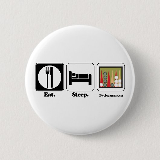 essen schlafen Backgammon Button (Vorderseite)