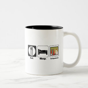 essen schlafen Backgammon Zweifarbige Tasse