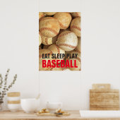 Essen Schlafen Baseball spielen Inspiration Poster (Küche)