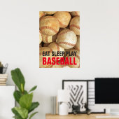 Essen Schlafen Baseball spielen Inspiration Poster (Heimbüro)