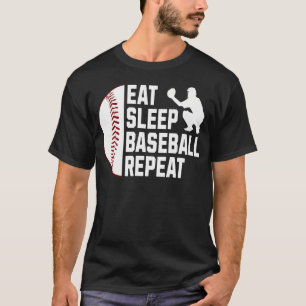 Essen Schlafen Baseball Wiederholen Hardcore Sport T-Shirt