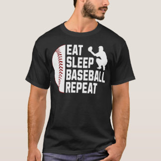 Essen Schlafen Baseball Wiederholen Hardcore Sport T-Shirt