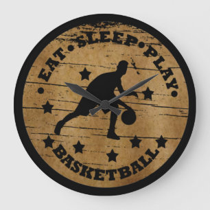 Essen Schlafen Basketball Spielen Große Wanduhr