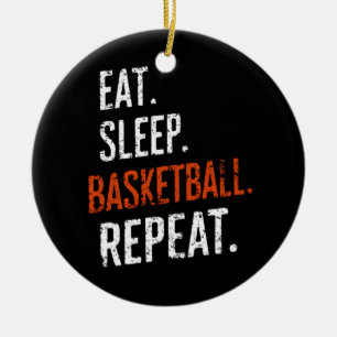 Essen Schlafen Basketball Wiederholen Retro Vintag Keramik Ornament