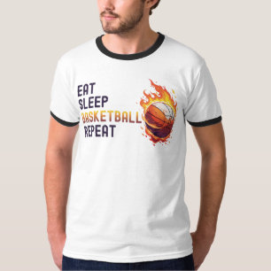 Essen Schlafen Basketball Wiederholen T-Shirt