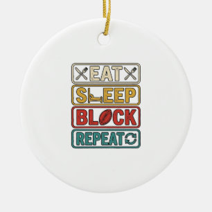 Essen Schlafen Block Wiederholen Fußball Vintage-S Keramik Ornament