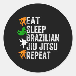 Essen Schlafen Brasilianisches Jiu Jitsu Wiederhol Runder Aufkleber
