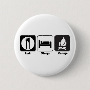 essen schlafen campen button