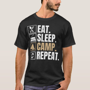 essen schlafen campen wiederholen Mädchen T-Shirt