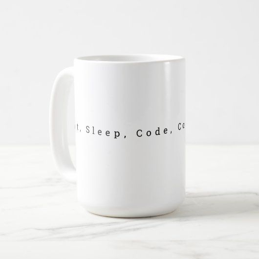 Essen, schlafen, Code, Commit, wiederholen Cup Kaffeetasse (Vorderseite Links)