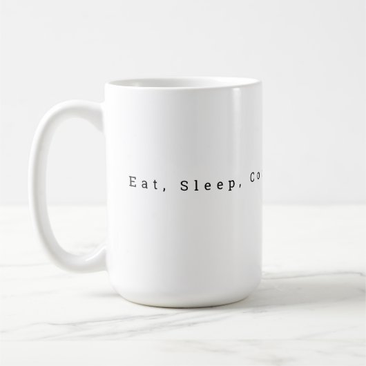Essen, schlafen, Code, Commit, wiederholen Cup Kaffeetasse (Links)