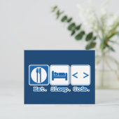 essen schlafen code (html) postkarte (Stehend Vorderseite)