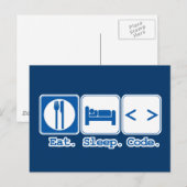 essen schlafen code (html) postkarte (Vorne/Hinten)