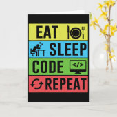 Essen Schlafen Code Wiederholen Lustige Programmie Karte (Gelbe Blume)