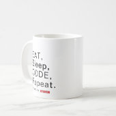 Essen, schlafen, Code, wiederholen. Powered by [In Kaffeetasse (Vorderseite Links)