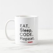 Essen, schlafen, Code, wiederholen. Powered by [In Kaffeetasse (Links)