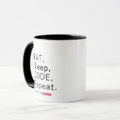 Essen, schlafen, Code, wiederholen. Powered by [In Tasse (Vorderseite Links)