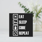 Essen Schlafen Code Wiederholen Programmieren Inge Einladung (Stehend Vorderseite)