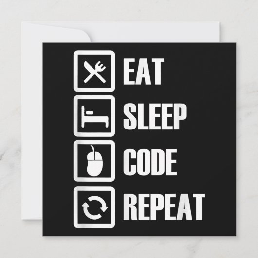 Essen Schlafen Code Wiederholen Programmieren Inge Einladung (Vorderseite)