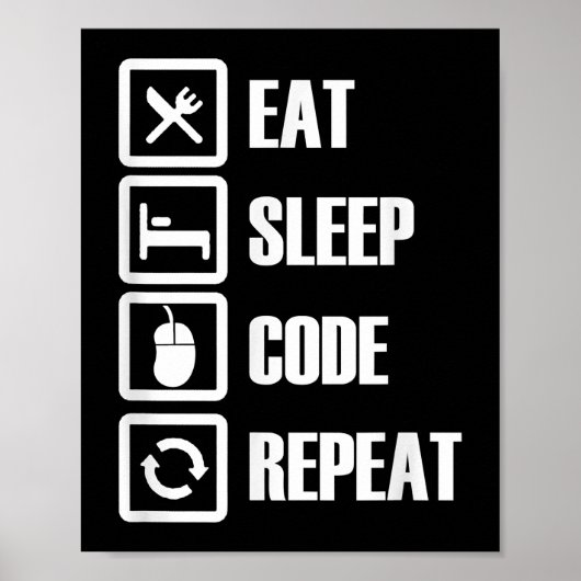 Essen Schlafen Code Wiederholen Programmieren Inge Poster (Vorne)