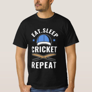 Essen Schlafen Cricket Wiederholen T-Shirt