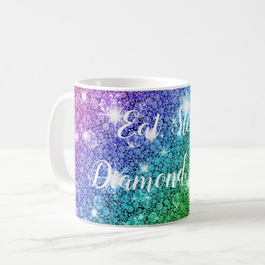 Essen, schlafen, Diamantfarbe Kaffeetasse (Vorderseite Links)