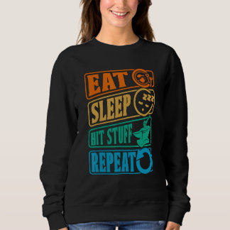 Essen Schlafen Dinge Schlagen Wiederholen Retro-Sc Sweatshirt