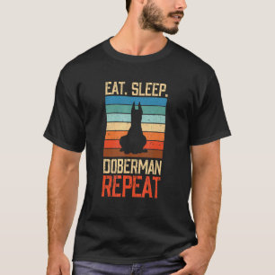 Essen Schlafen Dobermann Wiederholen vintage Hund T-Shirt