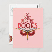 Essen Schlafen durchatmen Bücher Postkarte (Vorne/Hinten)