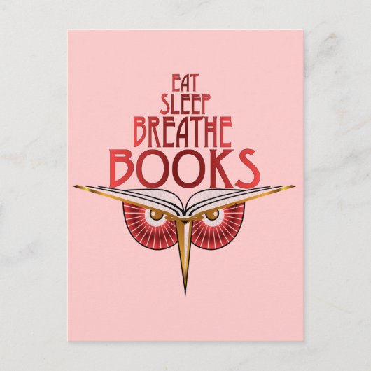 Essen Schlafen durchatmen Bücher Postkarte (Vorderseite)