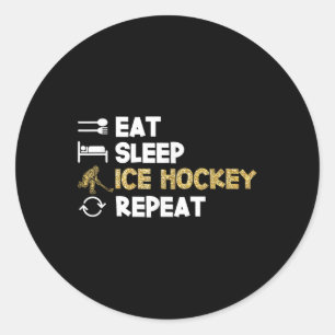 Essen Schlafen Eishockey Wiederholen Runder Aufkleber
