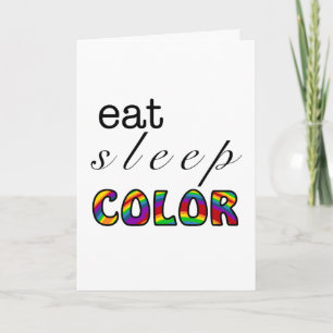Essen Schlafen Farbe Regenbogen Design Karte