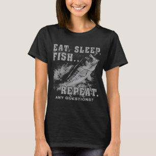 Essen Schlafen Fischen Wiederholen Lustiger Angels T-Shirt