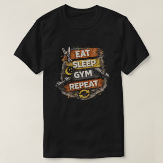 Essen Schlafen Fitnessstudio Wiederholen Vintage F T-Shirt
