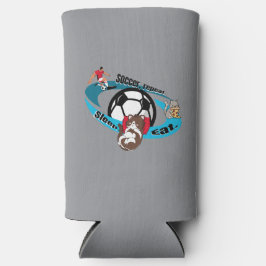 Essen, schlafen, Fußball, wiederholen. Cartoon Fuß Selters Dosenkühler