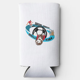 Essen, schlafen, Fußball, wiederholen. Cartoon Fuß Selters Dosenkühler