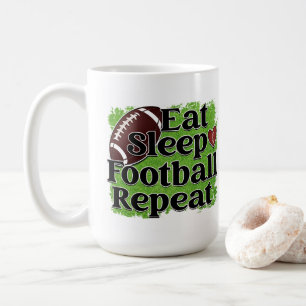 Essen, schlafen, Fußball wiederholen Kaffeetasse