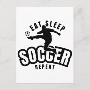 essen schlafen Fußball wiederholen  Postkarte